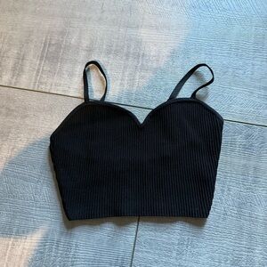 Babaton Black Ribbed Crop Top